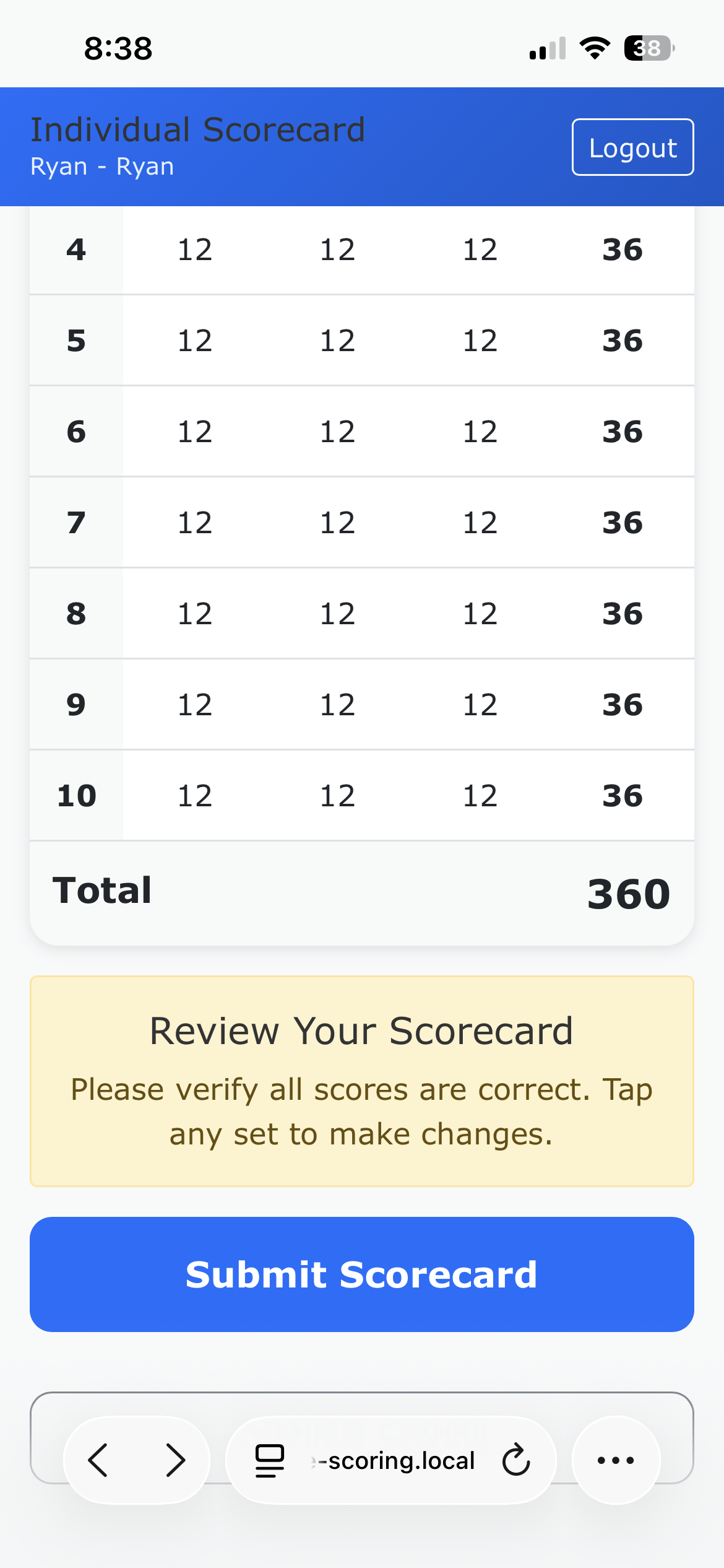 Summary with all sets